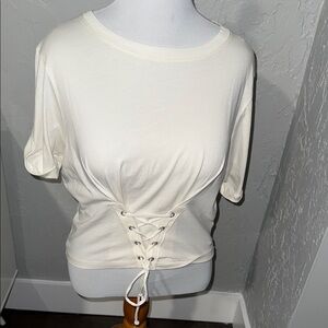 NWT, Joie Women's Cream Lace-Up Top